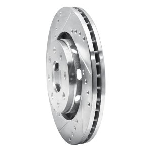 Chevrolet AVEO Brake Rotor (1) - Front Left - R1 Concepts - Drilled & Slotted - Silver - `04-`17
